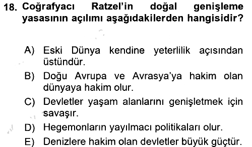 Uluslararası İlişkiler Kuramları 1 2016-2017 Ara Sınav - 18. soru