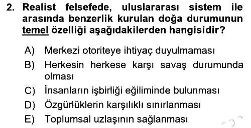 Uluslararası İlişkiler Kuramları 1 2019-2020 Ara Sınav - 2. soru