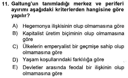 Uluslararası İlişkiler Kuramları 1 2021-2022 Ara Sınav - 11. soru