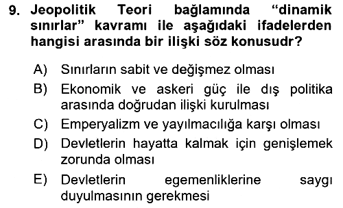 Uluslararası İlişkiler Kuramları 1 2022-2023 Ara Sınav - 9. soru