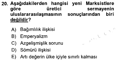 Uluslararası İlişkiler Kuramları 1 2022-2023 Ara Sınav - 20. soru