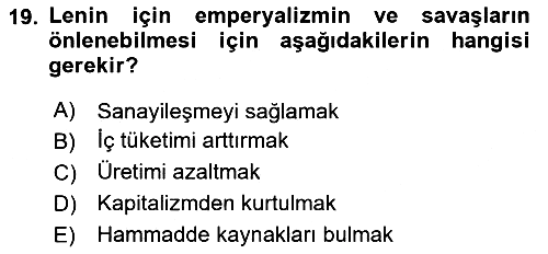 Uluslararası İlişkiler Kuramları 1 2024-2025 Ara Sınav - 19. soru