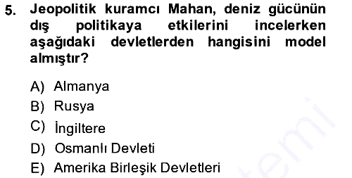 Uluslararası İlişkiler Kuramları 1 2013-2014 Dönem Sonu Sınavı - 5. soru