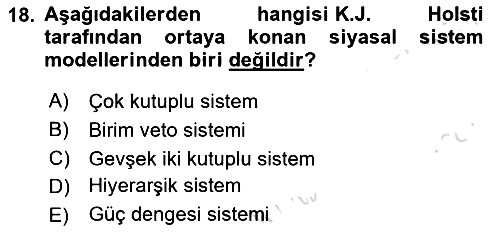 Uluslararası İlişkiler Kuramları 1 2024-2025 Dönem Sonu Sınavı - 18. soru
