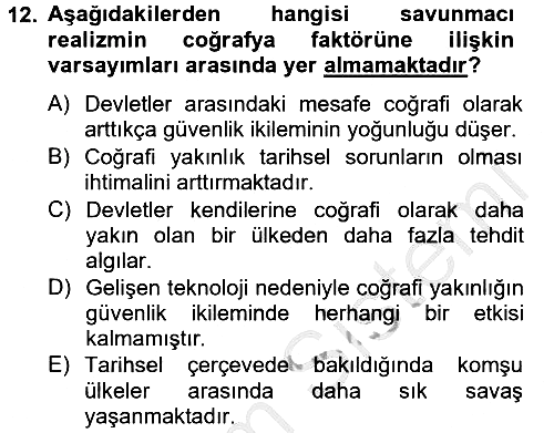 Uluslararası İlişkiler Kuramları 2 2012-2013 Ara Sınav - 12. soru