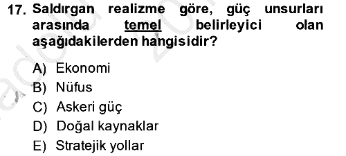 Uluslararası İlişkiler Kuramları 2 2014-2015 Ara Sınav - 17. soru