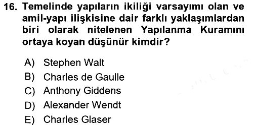 Uluslararası İlişkiler Kuramları 2 2017-2018 Ara Sınav - 16. soru