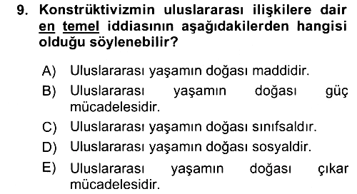 Uluslararası İlişkiler Kuramları 2 2023-2024 Ara Sınav - 9. soru