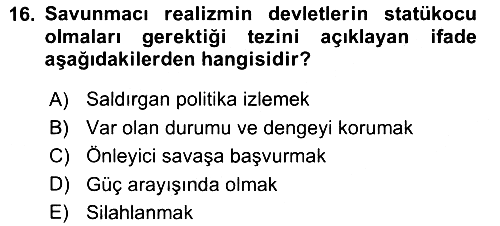 Uluslararası İlişkiler Kuramları 2 2023-2024 Ara Sınav - 16. soru
