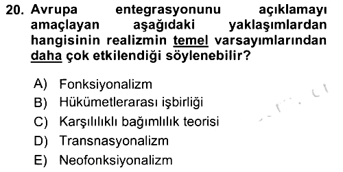 Uluslararası İlişkiler Kuramları 2 2023-2024 Ara Sınav - 20. soru