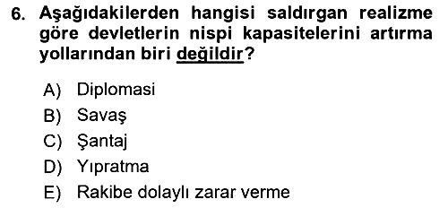 Uluslararası İlişkiler Kuramları 2 2025-2026 Ara Sınav - 6. soru