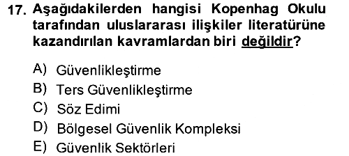 Uluslararası İlişkiler Kuramları 2 2013-2014 Tek Ders Sınavı - 17. soru