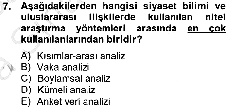 Uluslararası İlişkilerde Araştırma Yöntemleri 2012-2013 Ara Sınav - 7. soru