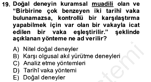 Uluslararası İlişkilerde Araştırma Yöntemleri 2014-2015 Ara Sınav - 19. soru