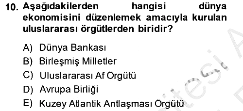 Uluslararası İlişkilere Giriş 2013-2014 Ara Sınav - 10. soru