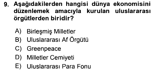 Uluslararası İlişkilere Giriş 2016-2017 Ara Sınav - 9. soru