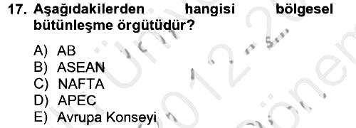 Uluslararası İlişkilere Giriş 2012-2013 Dönem Sonu Sınavı - 17. soru