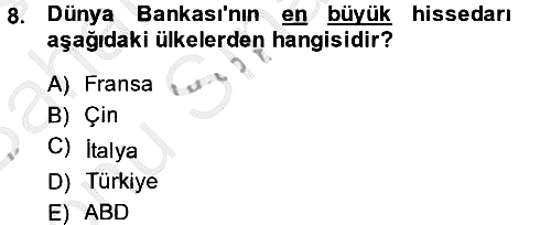 Uluslararası İlişkilere Giriş 2013-2014 Dönem Sonu Sınavı - 8. soru