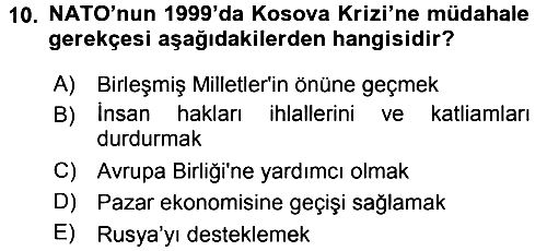 Uluslararası İlişkilere Giriş 2016-2017 Dönem Sonu Sınavı - 10. soru