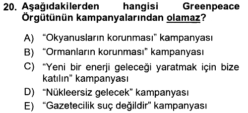 Uluslararası İlişkilere Giriş 2017-2018 Dönem Sonu Sınavı - 20. soru