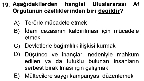 Uluslararası İlişkilere Giriş 2021-2022 Dönem Sonu Sınavı - 19. soru
