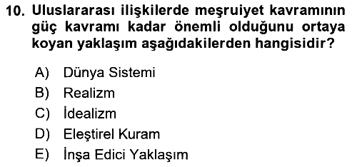Uluslararası İlişkilere Giriş 2021-2022 Yaz Okulu Sınavı - 10. soru