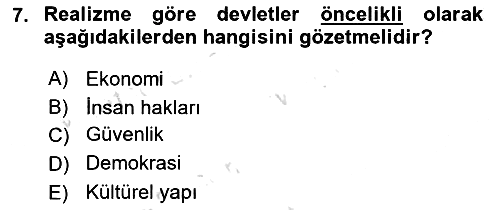 Uluslararası İlişkilere Giriş 2022-2023 Yaz Okulu Sınavı - 7. soru