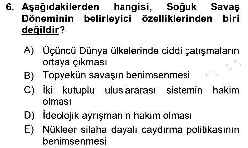 Uluslararası İlişkilere Giriş 2023-2024 Yaz Okulu Sınavı - 6. soru