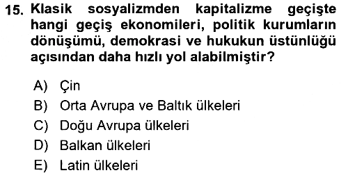 Uluslararası Politik Ekonomi 2016-2017 3 Ders Sınavı - 15. soru
