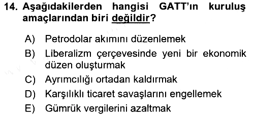 Uluslararası Politik Ekonomi 2015-2016 Ara Sınav - 14. soru