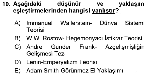 Uluslararası Politik Ekonomi 2017-2018 Ara Sınav - 10. soru