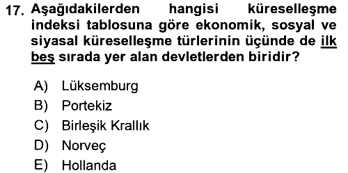 Uluslararası Politik Ekonomi 2018-2019 Ara Sınav - 17. soru