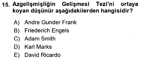 Uluslararası Politik Ekonomi 2024-2025 Ara Sınav - 15. soru