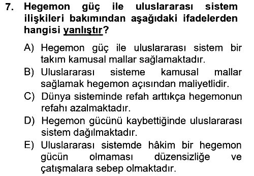 Uluslararası Politik Ekonomi 2012-2013 Dönem Sonu Sınavı - 7. soru