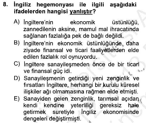 Uluslararası Politik Ekonomi 2012-2013 Dönem Sonu Sınavı - 8. soru