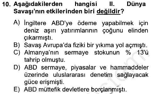 Uluslararası Politik Ekonomi 2012-2013 Dönem Sonu Sınavı - 10. soru
