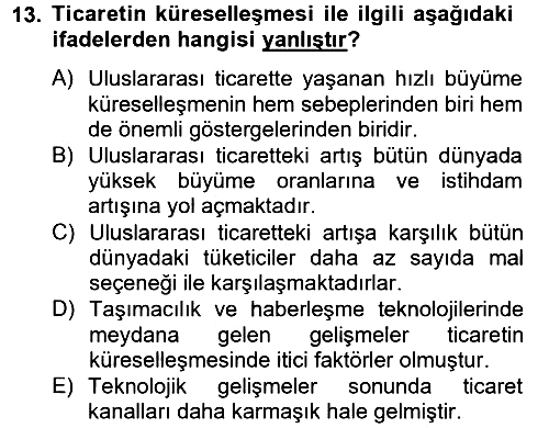Uluslararası Politik Ekonomi 2012-2013 Dönem Sonu Sınavı - 13. soru