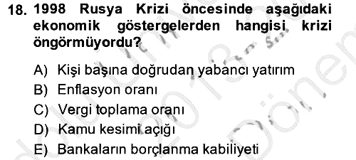 Uluslararası Politik Ekonomi 2013-2014 Dönem Sonu Sınavı - 18. soru