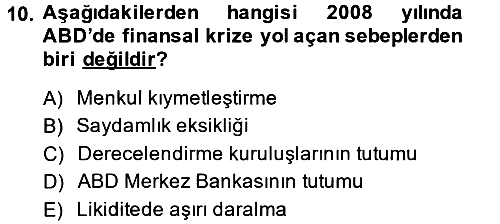 Uluslararası Politik Ekonomi 2014-2015 Dönem Sonu Sınavı - 10. soru