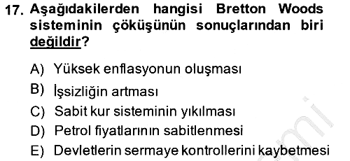 Uluslararası Politik Ekonomi 2014-2015 Dönem Sonu Sınavı - 17. soru