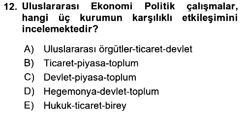 Uluslararası Politik Ekonomi 2016-2017 Dönem Sonu Sınavı - 12. soru