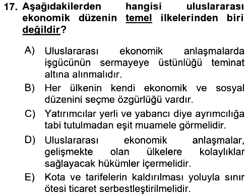 Uluslararası Politik Ekonomi 2017-2018 Dönem Sonu Sınavı - 17. soru