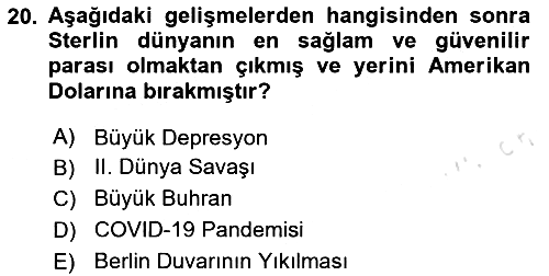 Uluslararası Politik Ekonomi 2024-2025 Dönem Sonu Sınavı - 20. soru