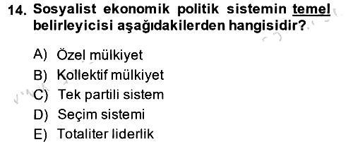 Uluslararası Politik Ekonomi 2013-2014 Tek Ders Sınavı - 14. soru