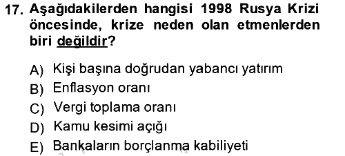 Uluslararası Politik Ekonomi 2013-2014 Tek Ders Sınavı - 17. soru