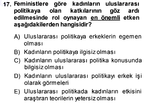 Uluslararası Politika 1 2014-2015 Ara Sınav - 17. soru