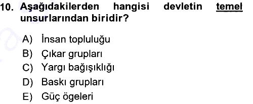 Uluslararası Politika 1 2015-2016 Ara Sınav - 10. soru