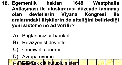 Uluslararası Politika 1 2015-2016 Ara Sınav - 18. soru