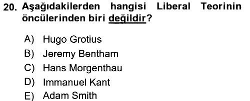 Uluslararası Politika 1 2017-2018 Ara Sınav - 20. soru