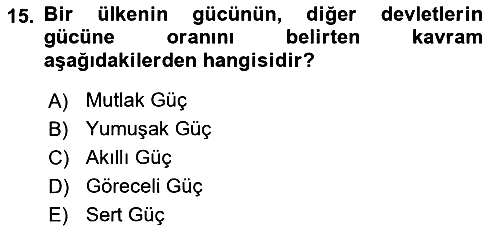 Uluslararası Politika 1 2023-2024 Ara Sınav - 15. soru